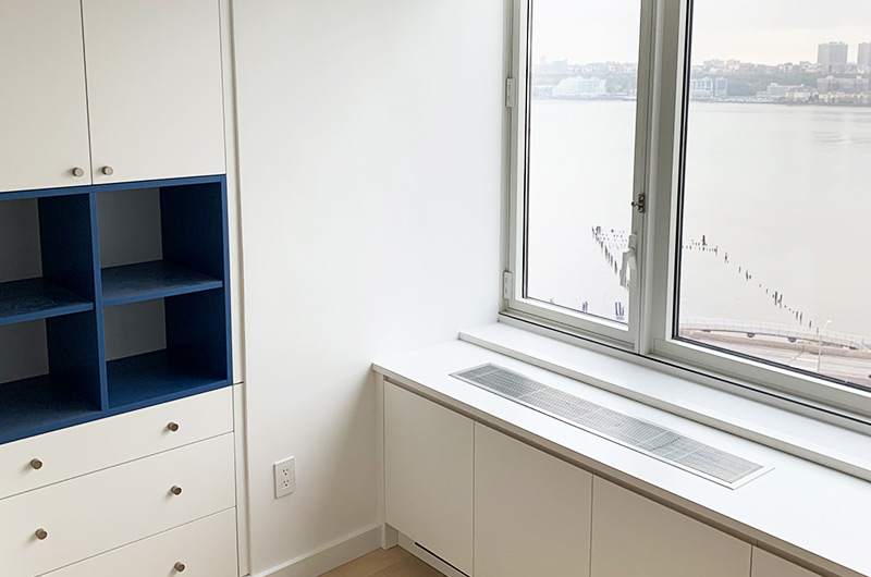 Radiator cover with cabinets