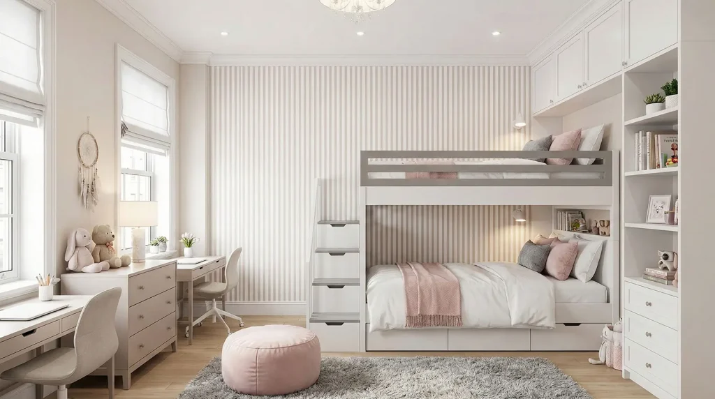 kids room renovation Upper East Side NYC with bespoke bunk beds and integrated storage at 40 East 94th Street