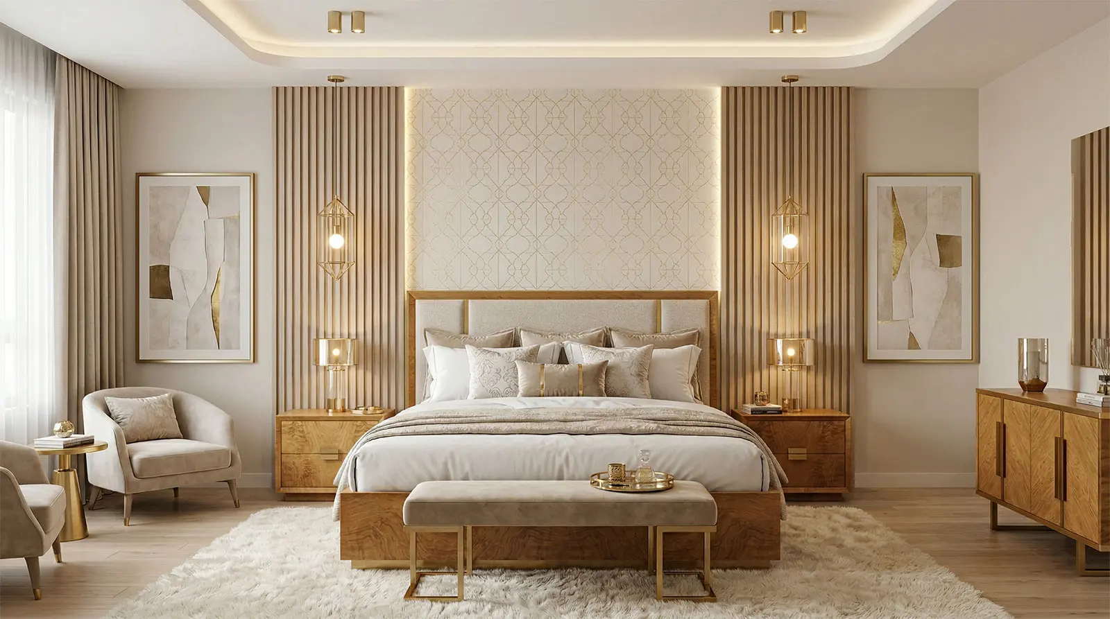 Luxury bedroom interior as part of a home renovation NYC project in Manhattan